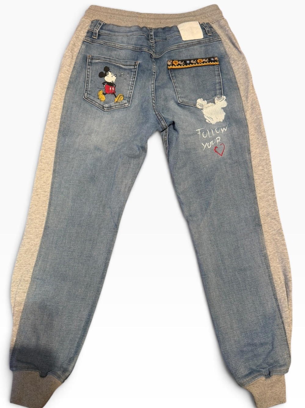 Desigual Mickey Light Blue Women's Boyfriend Jeans with Ribbed Waist and Cuffs